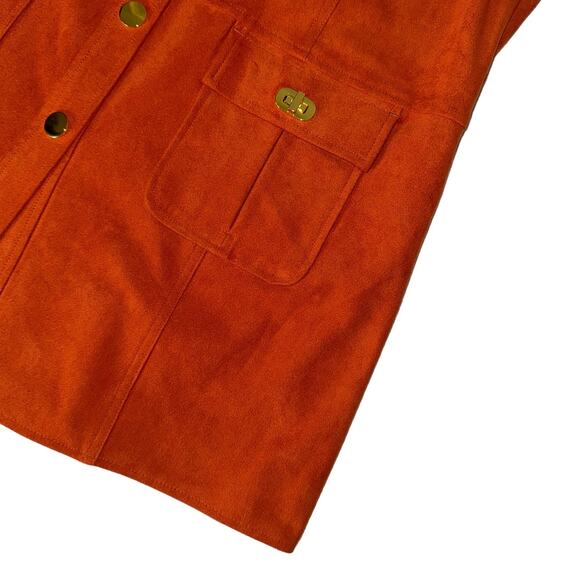 Chicos Womens Faux Suede Long Sleeve Orange Utility Jacket Chicos Size 0/4 - Picture 9 of 14
